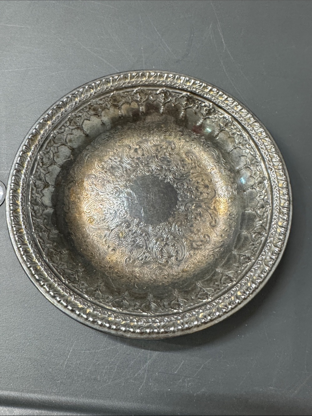 Reed & Barton Silver-Tone Engraved Floral Serving Bowl